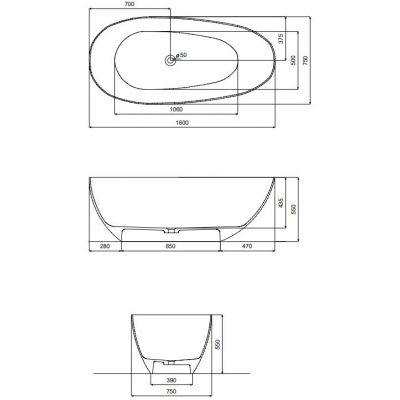 Besco Xara wanna wolnostojąca 160x75 cm owalna niebieska #WAX-160-BWW