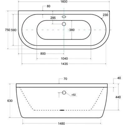 Besco Volya wanna przyścienna 160x75 cm owalna biała #WKV-160-WS