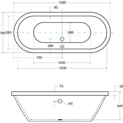 Besco Victoria wanna owalna 159x76 cm owalna biała #WKV-160-WZ