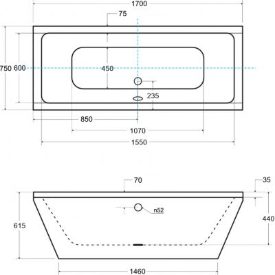 Besco Vera wanna wolnostojąca 170x75 cm prostokątna biała #WKV-170-WO