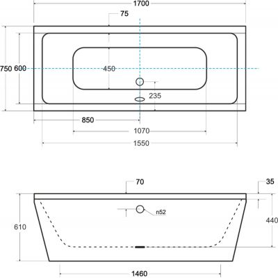 Besco Vena wanna wolnostojąca 170x75 cm prostokątna biała #WKVE-170-WS