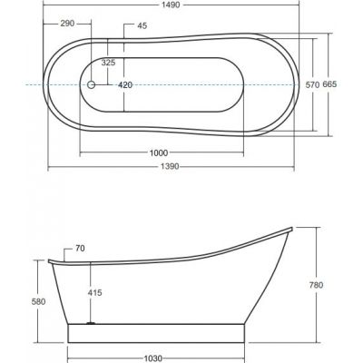 Besco Gloria wanna wolnostojąca 149x66,5 cm owalna biała #WMD-150-GLB