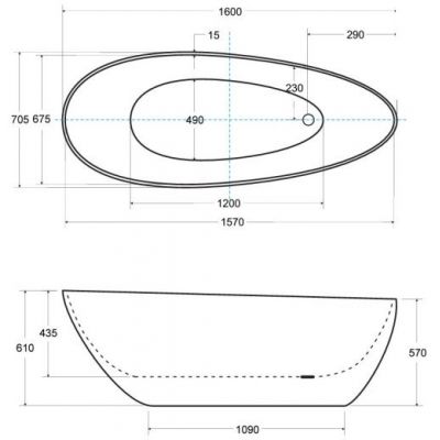 Besco Goya wanna wolnostojąca 160x70,5 cm owalna biała/czarna #WMD-160-GWB