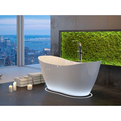 Besco Viya Matt wanna wolnostojąca 170x72 cm owalna z korkiem klik-klak biała #WMMB-170VKW