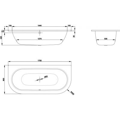 Bette BetteStarlet wanna przyścienna 175x80 cm owalna biała 8310-000PLUS