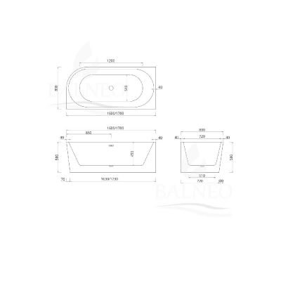 Balneo Avola wanna wolnostojąca 170x80 cm prawa owalna biała J0101010402-2