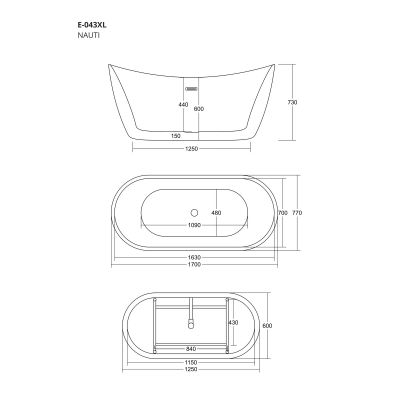 Corsan Nauti wanna przyścienna 170x77 cm owalna biała E043XLWH