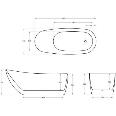 Corsan Estella II Slim wanna wolnostojąca 170x74 cm owalna biała/chrom V038XLCH