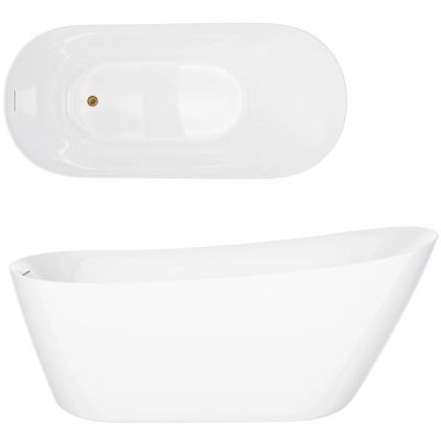 Corsan Estella II Slimwanna wolnostojąca 170x74 cm owalna biały/złoty V038XLGL