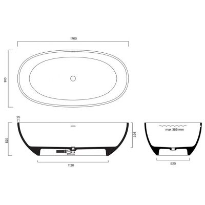 Catalano Vasca wanna wolnostojąca 176x91 cm owalna Bianco Satinato 7239020021