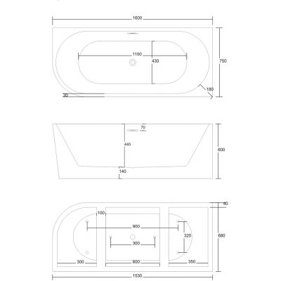 Corsan Intero wanna narożna 160x75 cm prawa chrom/biały połysk E-230LNPCH