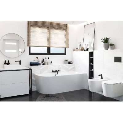 Corsan Intero wanna narożna 160x75 cm owalna biała E230LPWH