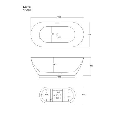 Corsan Olvena wanna wolnostojąca 170x80 cm owalna biała E041XLCH