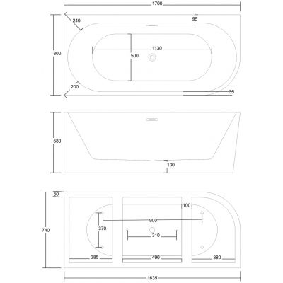 Corsan Intero wanna narożna 170x80 cm lewa biała E240XLLWH 