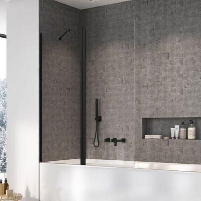 Radaway Nes Black PND II parawan nawannowy 100 cm lewy czarny mat/szkło przezroczyste 10009100-54-01L