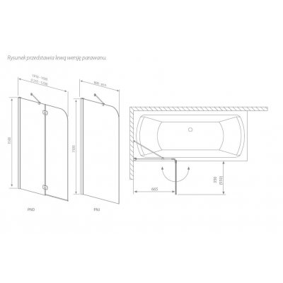 Parawan nawannowy 100 cm lewy Radaway Torrenta PND 201202-101L