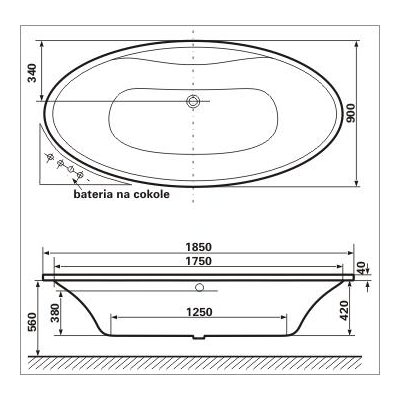 Wanna owalna 185 x 90 cm Excellent Oval WAEX.OVAL18WH