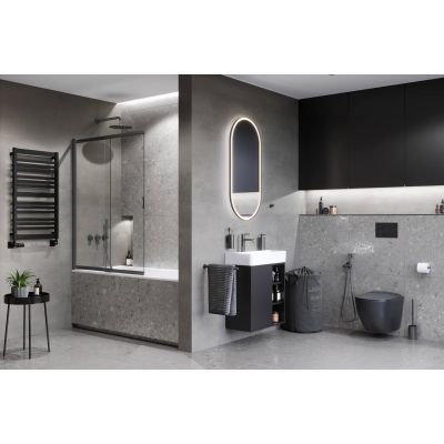 Excellent Liner parawan nawannowy 110 cm 2-częściowy grafitowy szczotkowany/szkło przezroczyste KAEX.2970.1100.LP