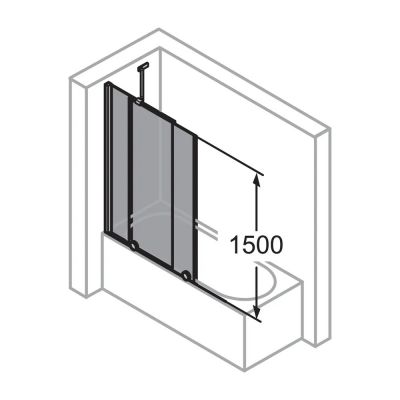 Huppe Xtensa parawan nawannowy 120 cm 1-częściowy lewy srebrny połysk/szkło przezroczyste XT0601069321