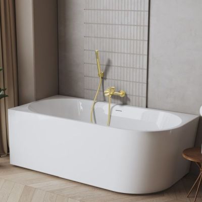 Invena Astri wanna przyścienna 160x80 cm owalna biała AN-03-16L