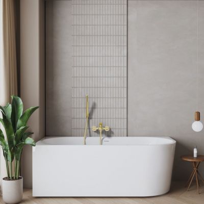 Invena Astri wanna przyścienna 160x80 cm owalna biała AN-03-16L