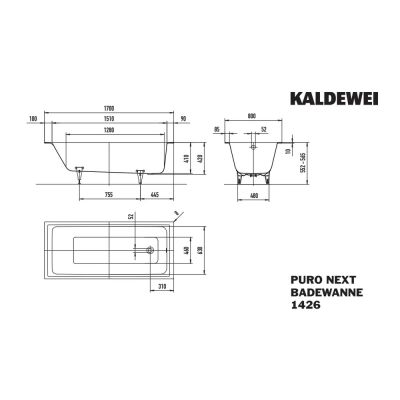 Kaldewei Puro Next wanna prostokątna 170x80 cm biała Invisible Grip 14260001100