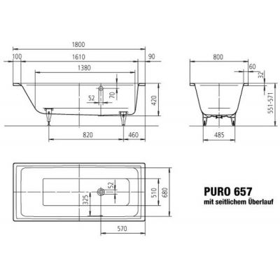 Kaldewei Puro wanna prostokątna 180x80 cm biała 256723001001