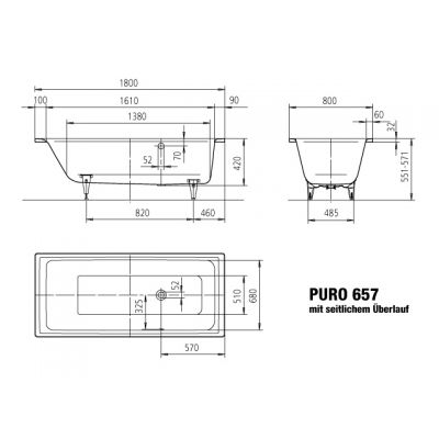 Kaldewei Puro wanna prostokątna 180x80 cm biała 256700010001