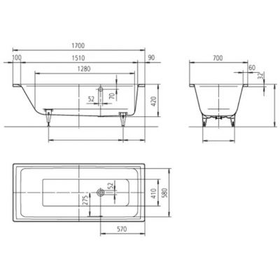 Kaldewei Puro wanna prostokątna 170x70 cm biała 258827060001