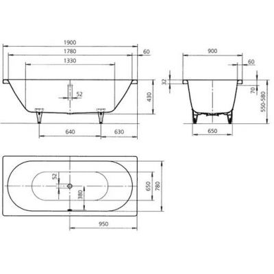 Kaldewei Classic Duo wanna prostokątna 190x90 cm z powierzchnią uszlachetnioną biała 291500013001