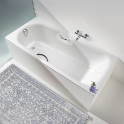 Kaldewei Saniform Plus wanna prostokątna 170x70 cm model 363-1 z częściowym wykończeniem przeciwpoślizgowym i powierzchnią uszlachetnioną biała 111830003001