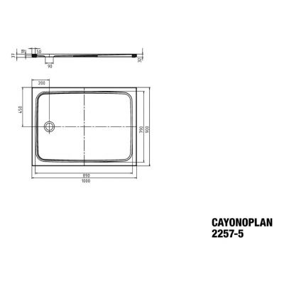 Kaldewei Cayonoplan brodzik 100x90 cm prostokątny model 2257-5 z powierzchnią uszlachetnioną biały 361747983001