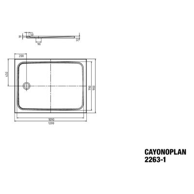 Kaldewei Cayonoplan brodzik 120x90 cm prostokątny z powierzchnią uszlachetnioną model 2263-1 biały 362300013001