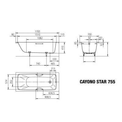 Kaldewei Cayono Star wanna prostokątna 170x70 cm z powierzchnią uszlachetnioną biała 275500013001