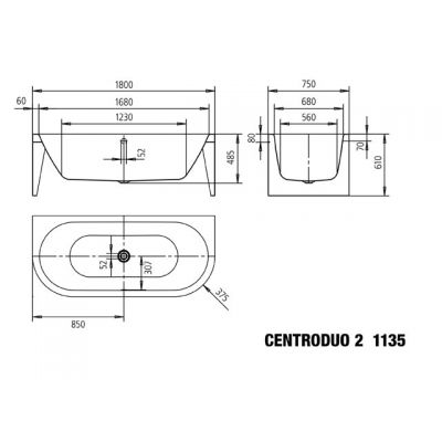 Kaldewei Meisterstück Centro Duo 2 wanna prostokątna 180x80 cm model 1135 biała 202340403001