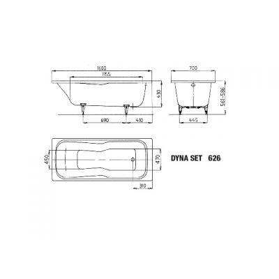 Kaldewei Dyna Set wanna prostokątna 160x70 cm model 626 biała 226800010001