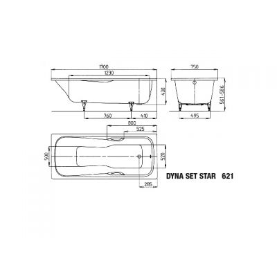Kaldewei Dyna Set Star wanna prostokątna 170x75 cm model 621 biała 226200010001