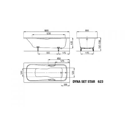 Kaldewei Dyna Set Star wanna prostokątna 180x80 cm model 623 biała 226500010001