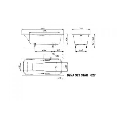 Kaldewei Dyna Set Star wanna prostokątna 160x70 cm model 627 biała 226900010001