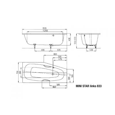 Kaldewei Mini Star wanna narożna 157x75/50 cm lewa model 833 biała 224900010001