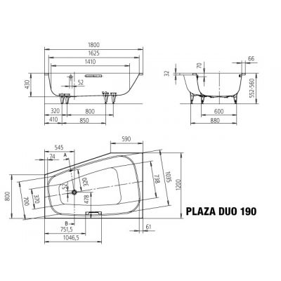 Kaldewei Plaza Duo wanna narożna 180x120 cm prawa model 190 biała 237000010001