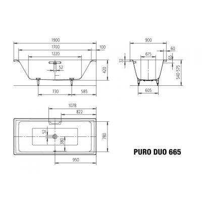 Kaldewei Puro Duo wanna prostokątna 190x90 cm biała 266500011001