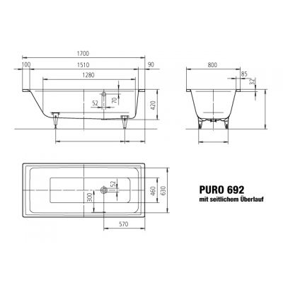 Kaldewei Puro Star wanna prostokątna 170x80 cm biała 259200011001