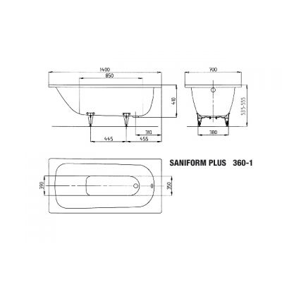Kaldewei Saniform Plus wanna prostokątna 140x70 cm model 360-1 z powierzchnią uszlachetnioną biała 111500013001