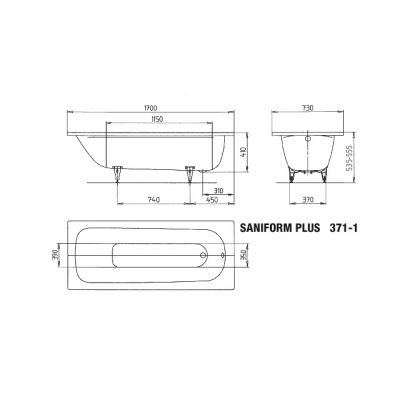 Kaldewei Saniform Plus wanna prostokątna 170x73 cm model 371-1 biała 112900010001