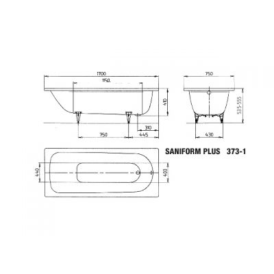 Kaldewei Saniform Plus wanna prostokątna 170x75 cm z uszlachetnioną powierzchnią model 373-1 biała 112600013001