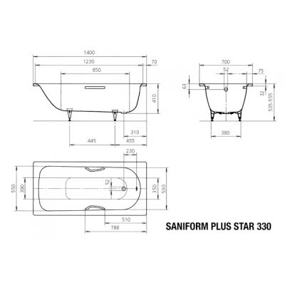 Kaldewei Saniform Plus Star wanna prostokątna 140x70 cm biała 133000010001