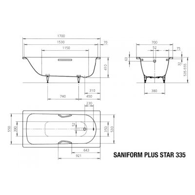 Kaldewei Saniform Plus Star wanna prostokątna 170x70 cm biała 133534013001