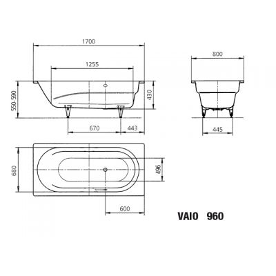 Kaldewei Vaio wanna prostokątna 170x80 cm model 960 biała 234000010001