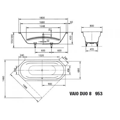 Kaldewei Vaio Duo 8 wanna ośmiokątna 180x80 cm model 953 biała 233300010001